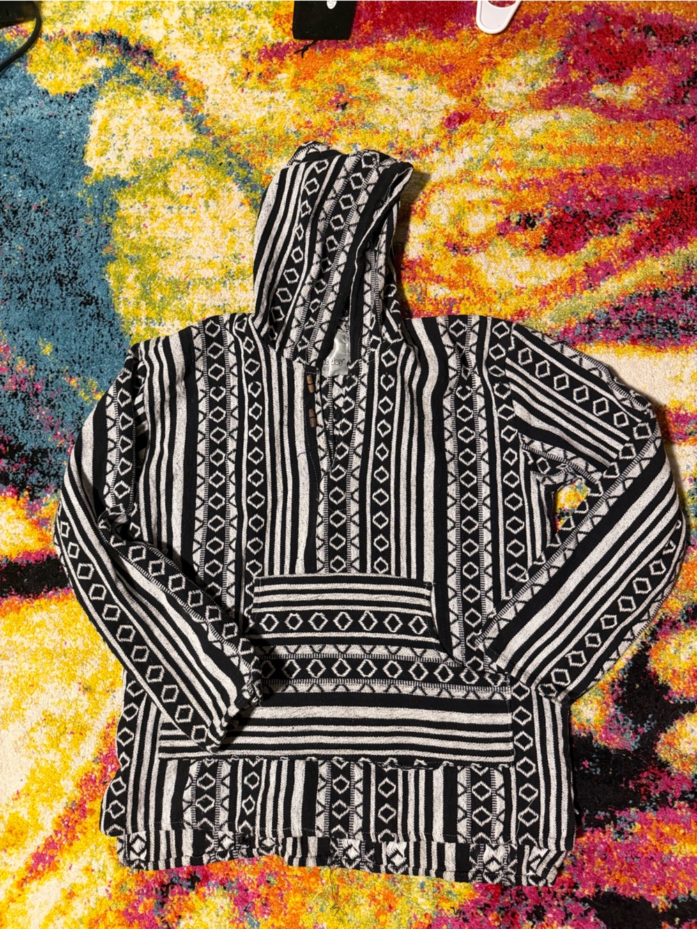 Unisex boho hippy Black & White hoodie